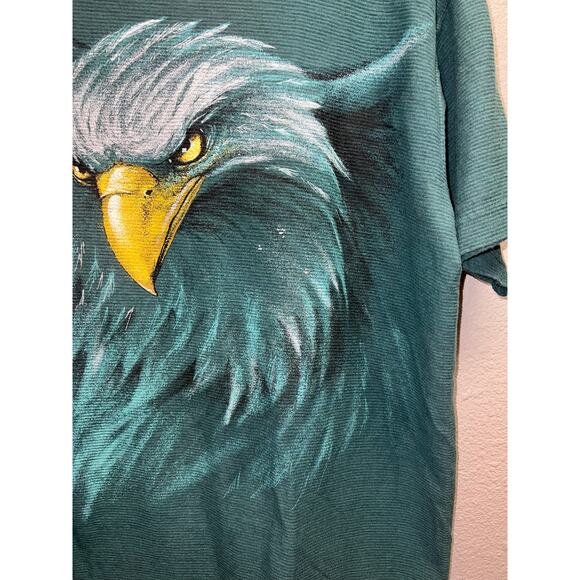 Vintage Bald Eagle Shirt Hazelwoods Green Bird Nature Animal Tee 90s 1990s Large - Picture 5 of 11